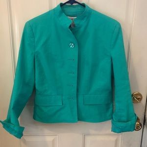 JG Hook linen & cotton Mandarin collar blazer